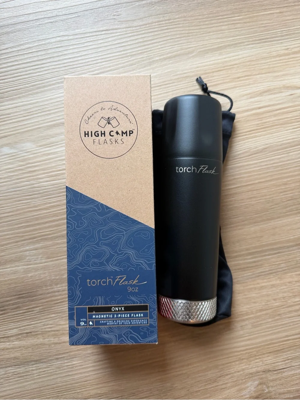 High Camp Flasks Torch Flask 9 oz Onyx Black